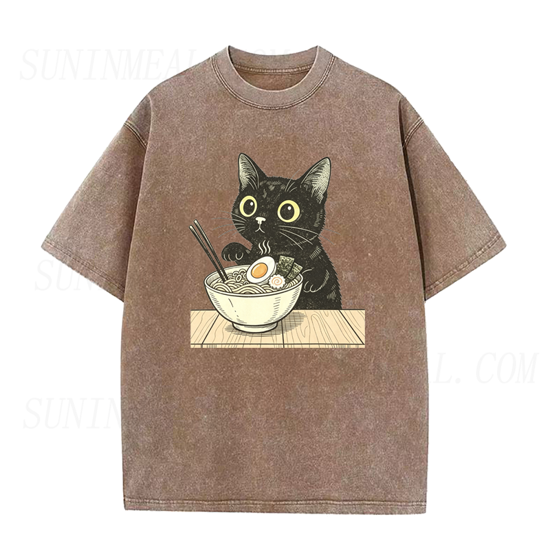 Cat Eating Ramen Unisex Tee