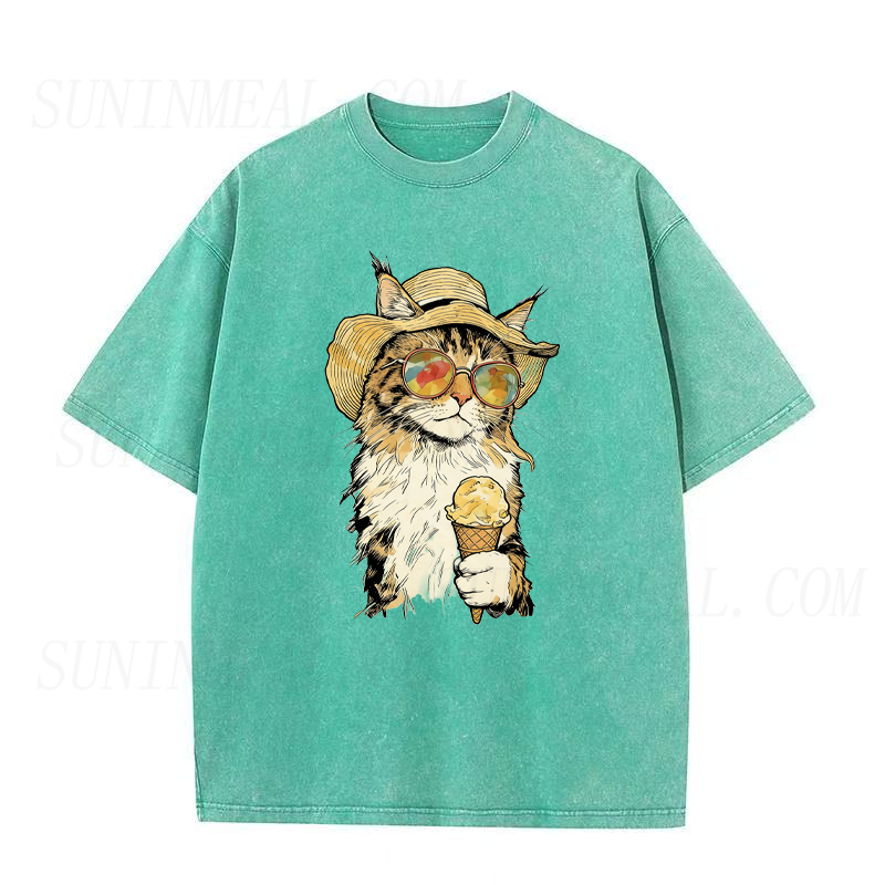 Cat Eating Ice Cream Unisex Tee