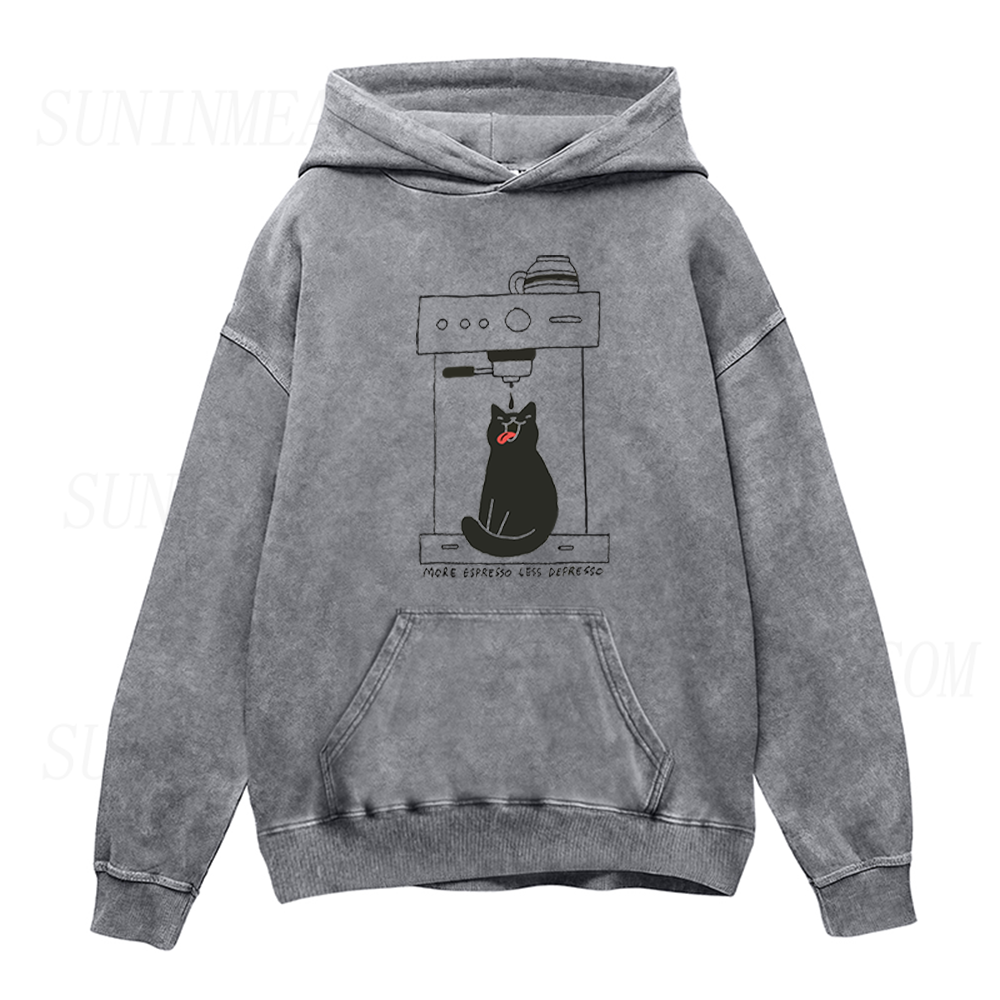 Cat Coffee More Espresso Less Depresso Unisex Hoodie