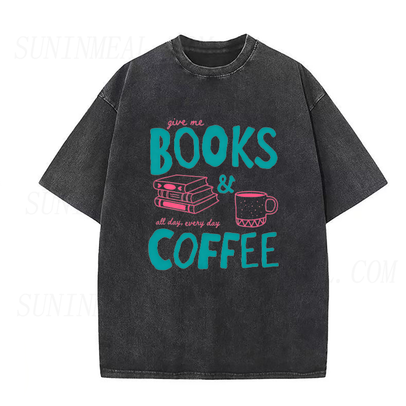 Books & Coffee All Day Unisex Tee