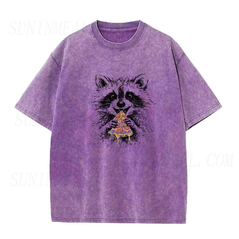 Raccoon Eating Pizza Unisex Tee