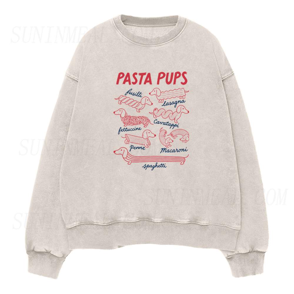 Cute Pasta Pups Dachshund Unisex Crewneck Sweatshirt