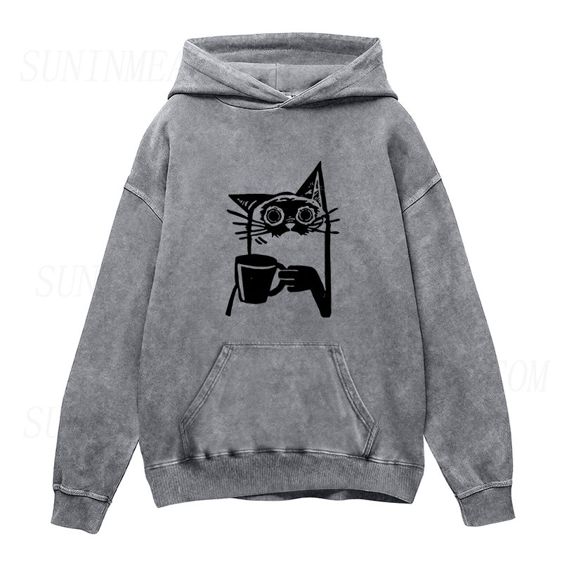 Cat Drinking Coffee Unisex Hoodie