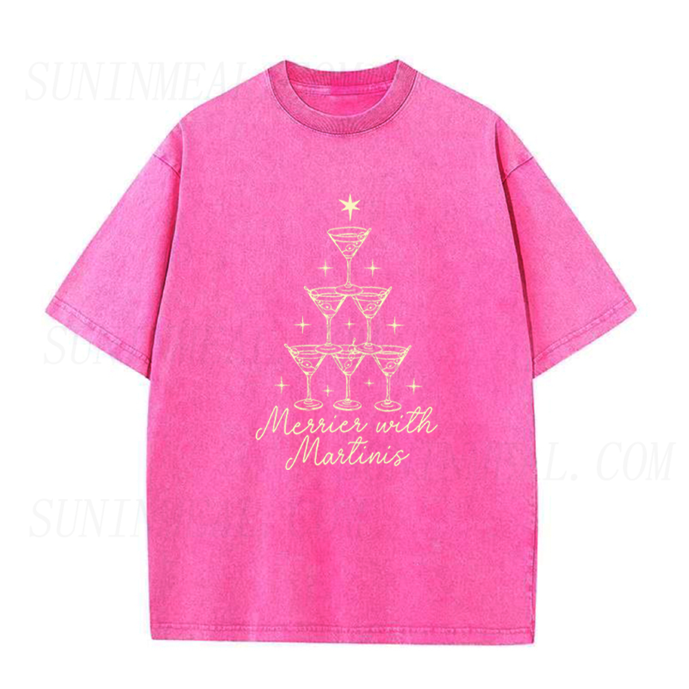 Merrier with Martinis Christmas Unisex Tee