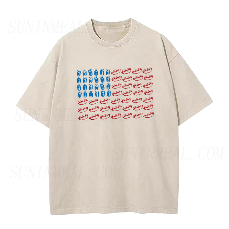 Fourth of July Beer & Hot Dog Flag Unisex Tee