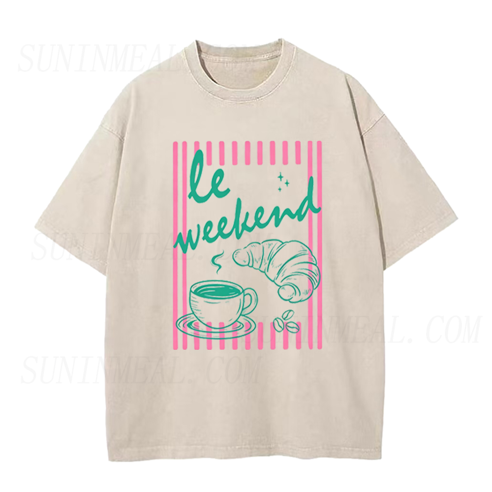 Le Weekend Coffee Croissant Unisex Tee