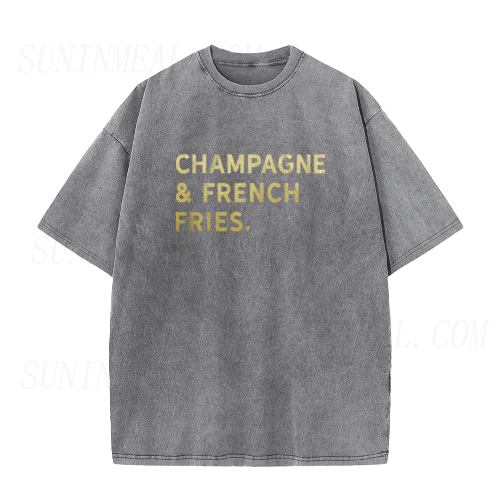 Retro Champagne & French Fries Unisex Tee