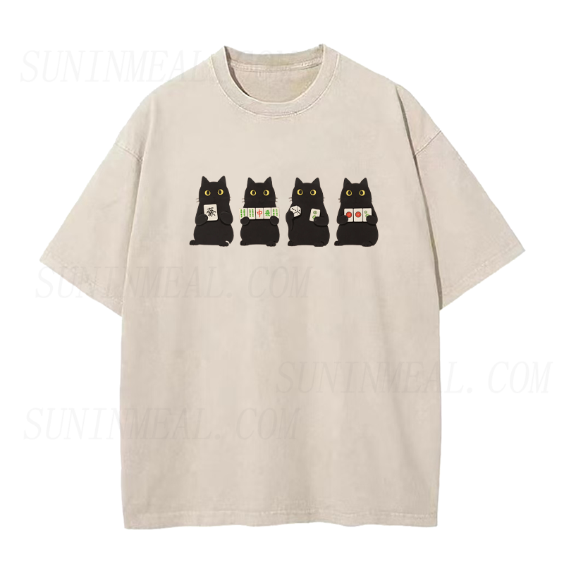 Mahjong Black Cat Unisex Tee