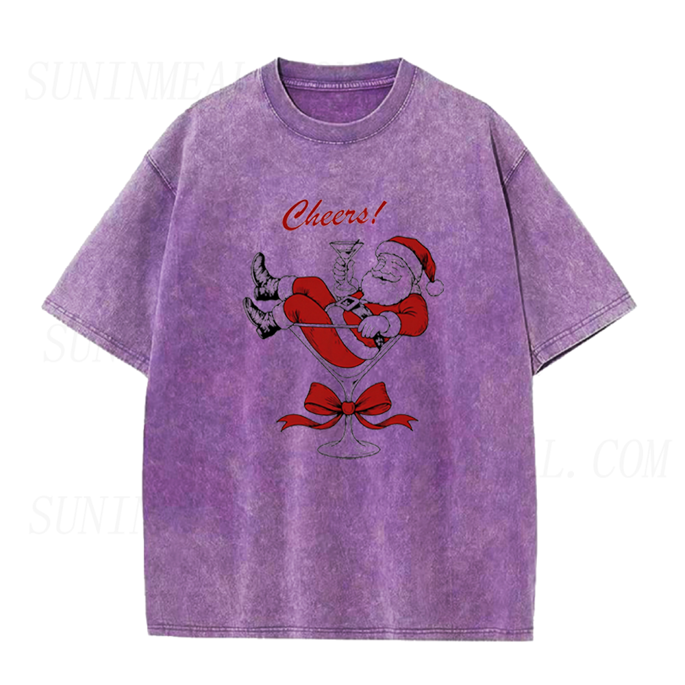 Funny Santa Martini Christmas Cheers Unisex Tee