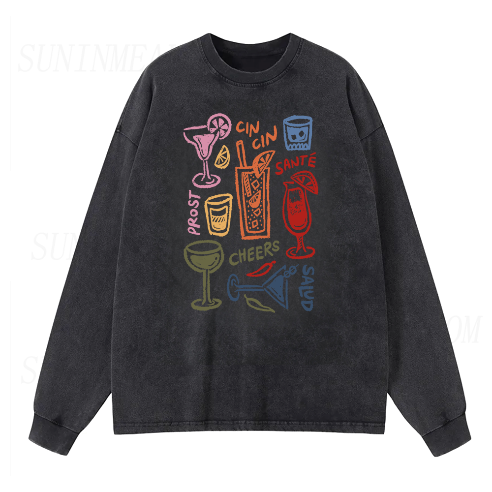 Wine Glasses Drink Long Sleeve Unisex Tee
