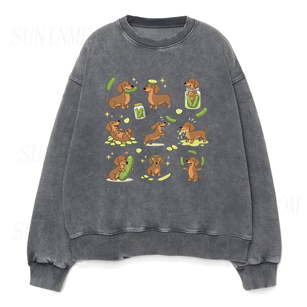 Funny Dachshund Pickle Unisex Crewneck Sweatshirt