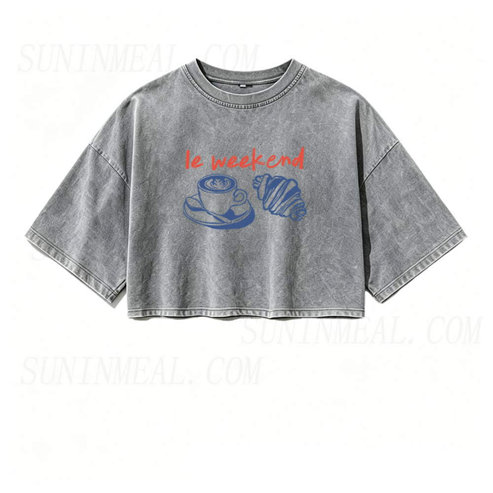 Le Weekend Coffee Oversized Crop Tee