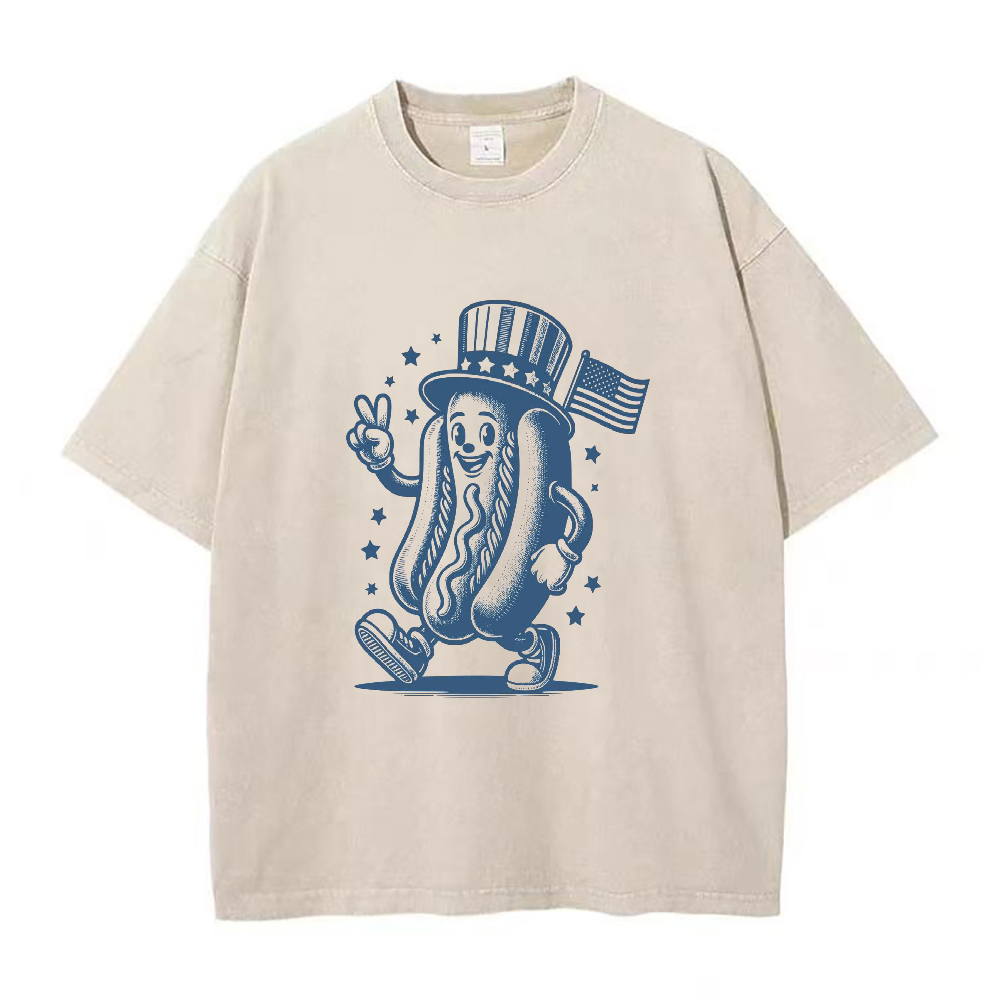 おもしろい独立記念日ホットドッグユニセックスTシャツ