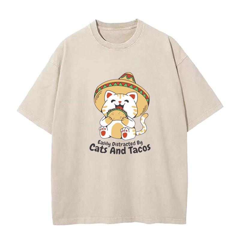 Easily Distracted By Cats And Tacos Unisex Tee