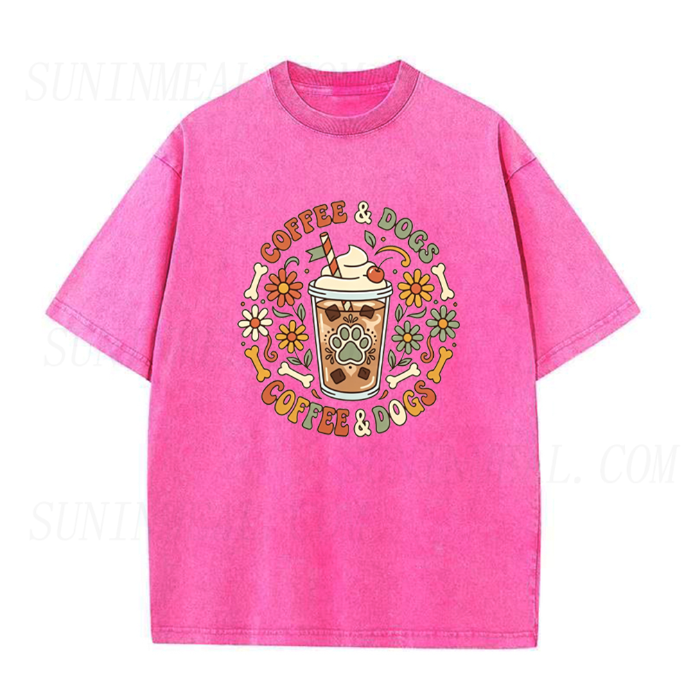 Retro Floral Coffee & Dogs Unisex Tee