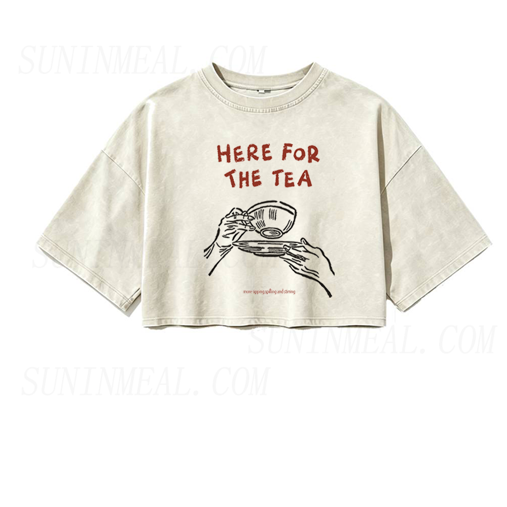 Here for The Tea Oversized Crop Tee