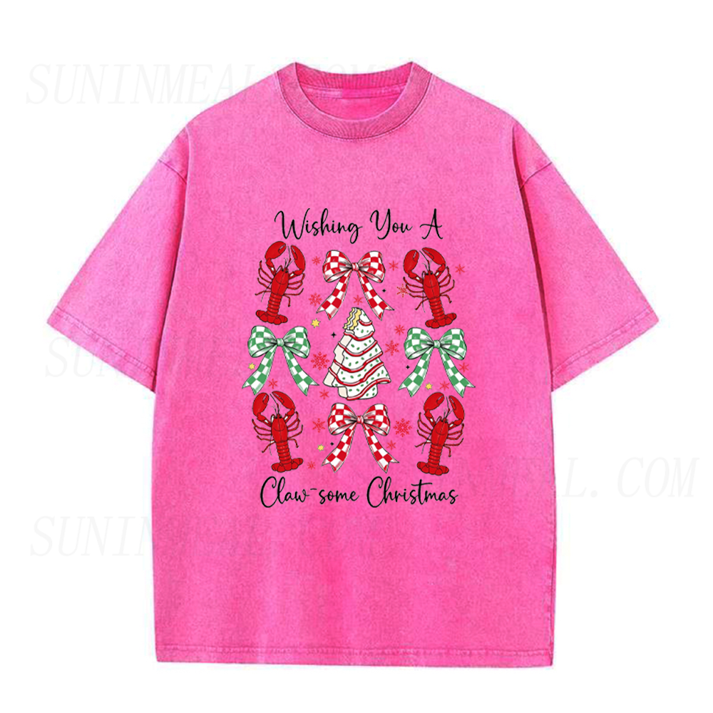 Claw-some Christmas Lobster Coquette Bow Unisex Tee