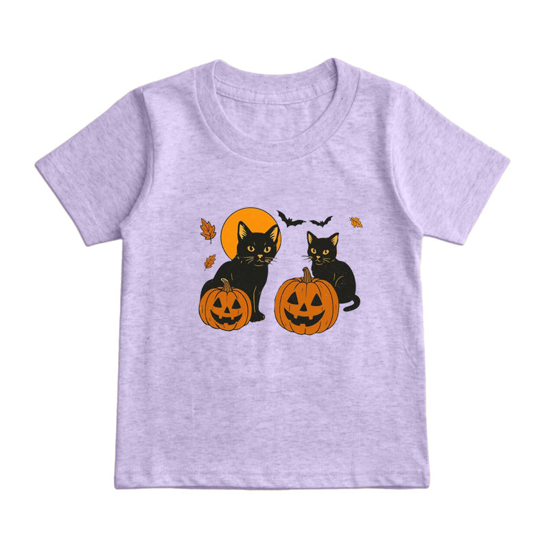 Black Cat Pumpkin Kids T-Shirt
