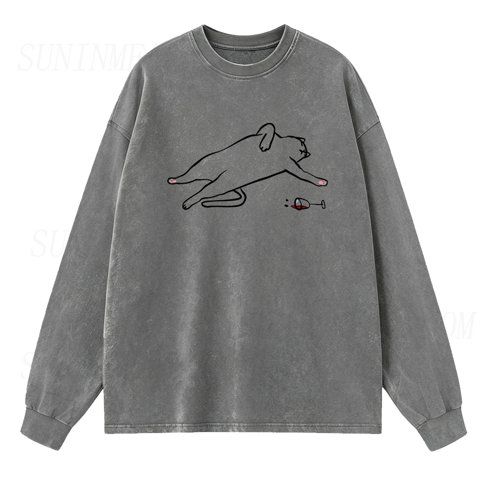 Drunk Cat Long Sleeve Unisex Tee
