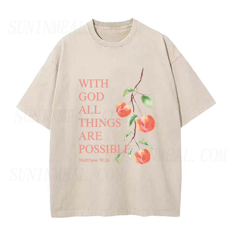 With God All Things Are Possible Peach Branch Unisex Tee