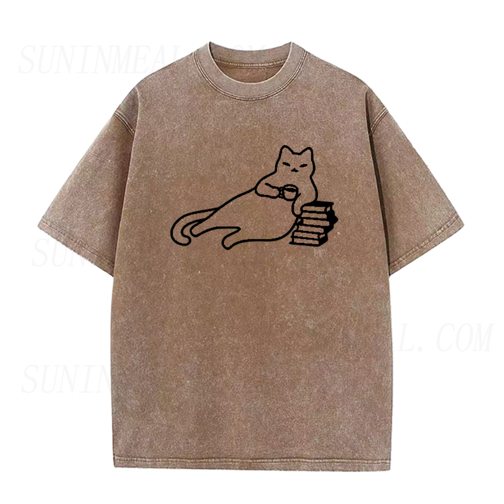Cats Coffee and Books Unisex Tee