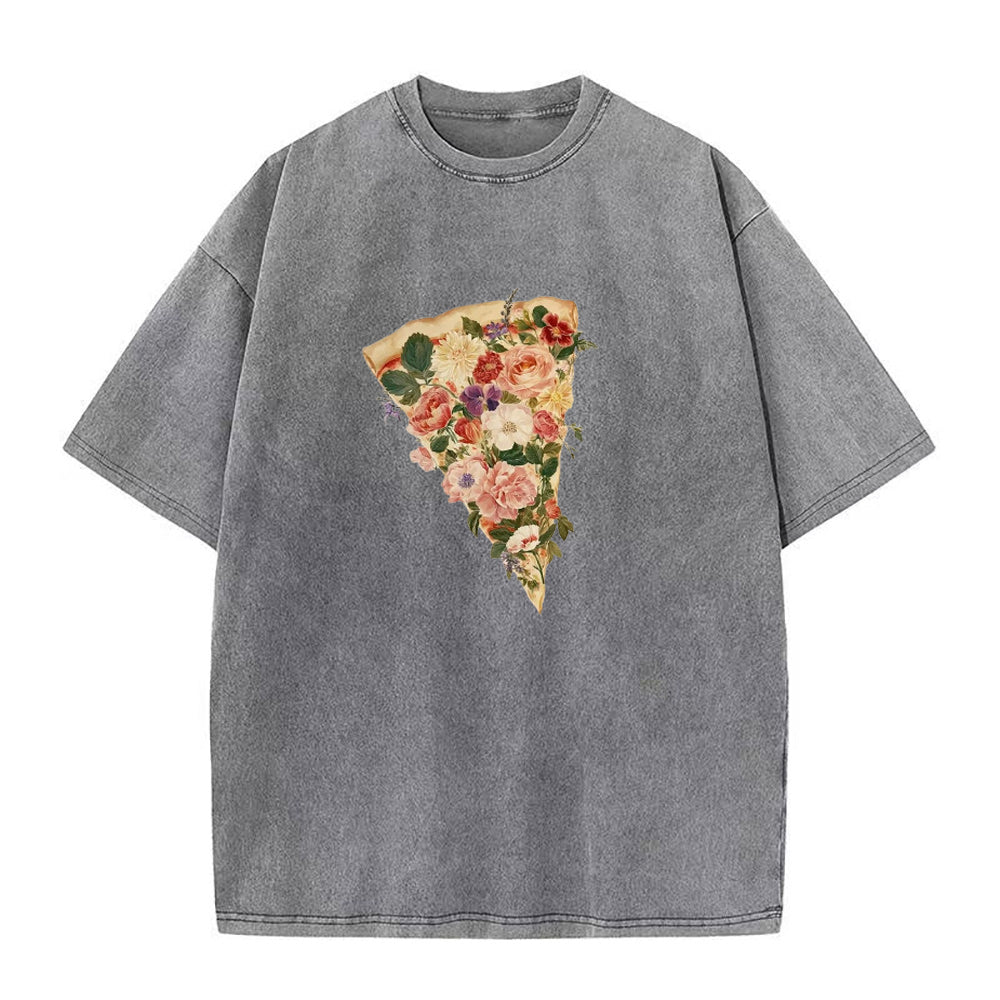 Pretty Floral Pizza Unisex Tee