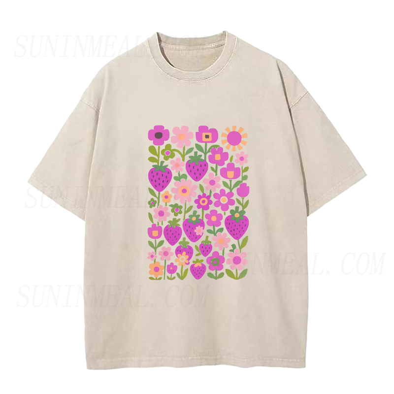 Strawberry Floral Unisex Tee
