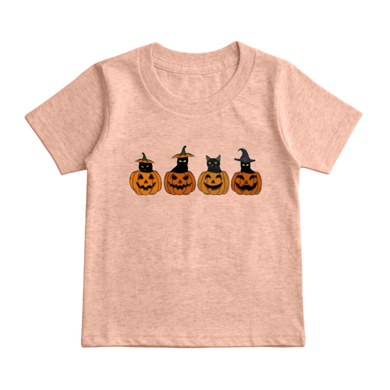 Black Cat Pumpkin Kids T-Shirt