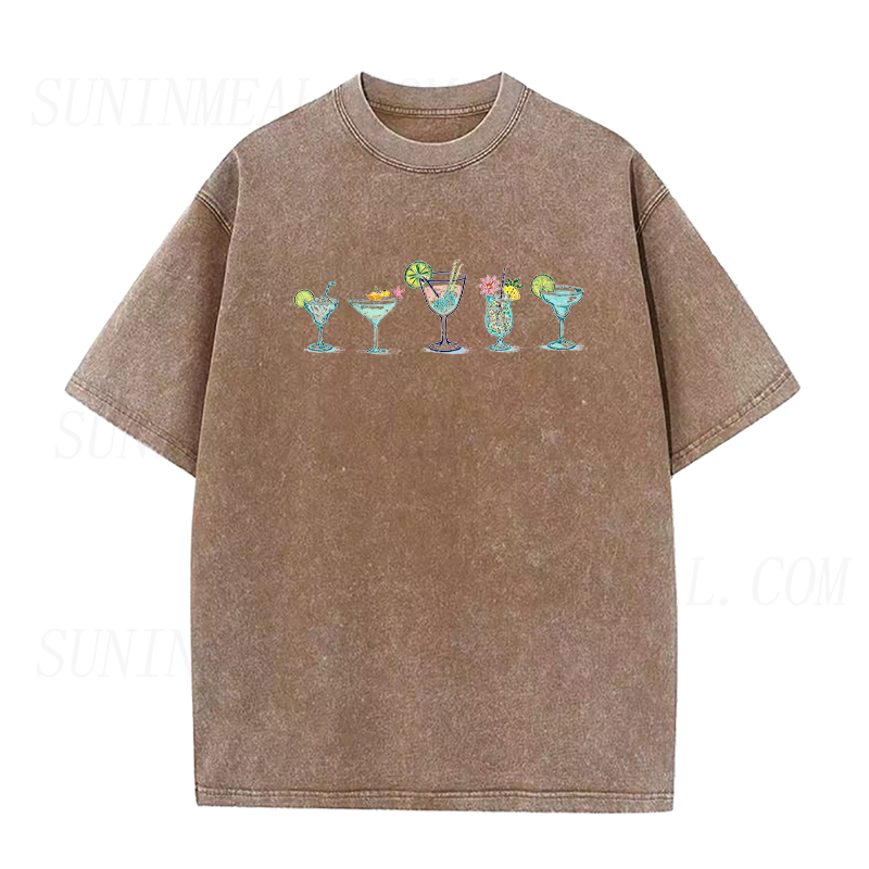 Watercolor Cocktail Glasses Unisex Tee