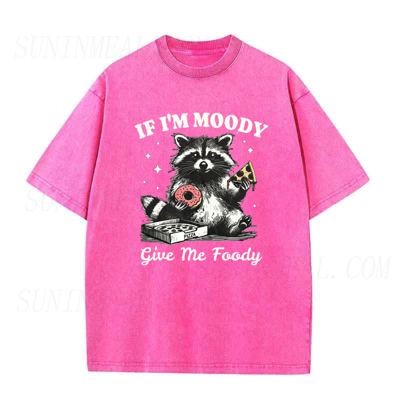 Retro Raccoon If I'm Moody Give Me Foody Tee
