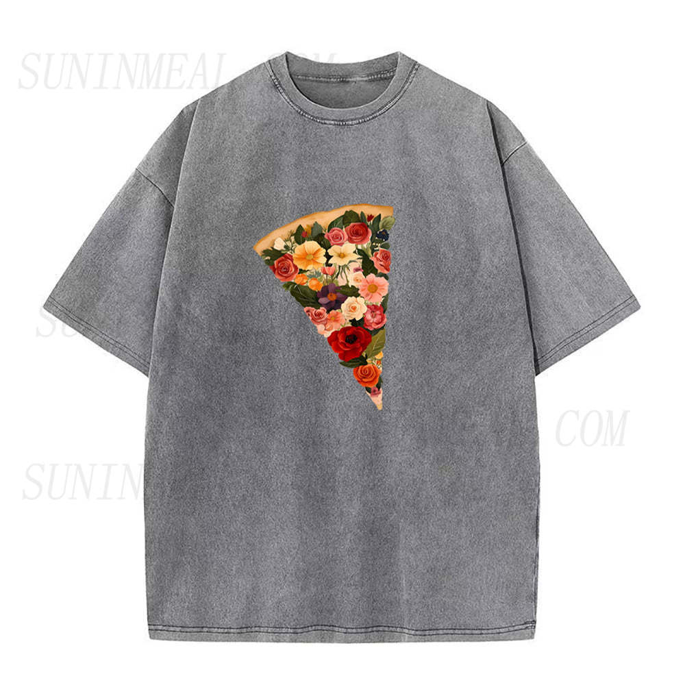 Flowers Pizza Funny Graphic Tee - Pizza Lover Gift Shirt | SUN IN MEAL