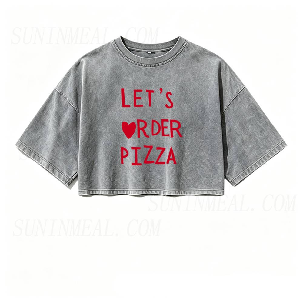 Let's Order Pizza Oversized Crop Tee
