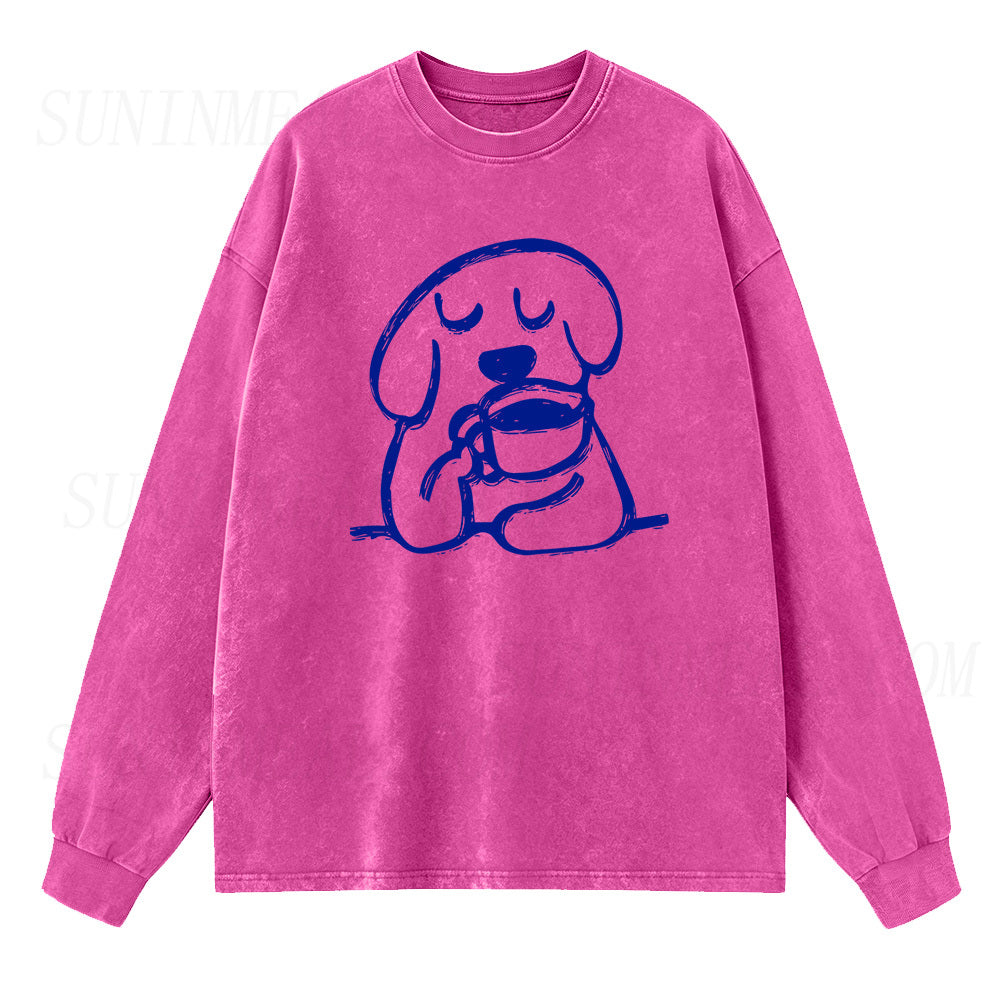 Coffee Dog Long Sleeve Unisex Tee
