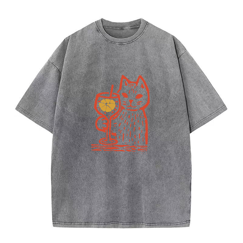 ワイン＆CATユニセックスTシャツ