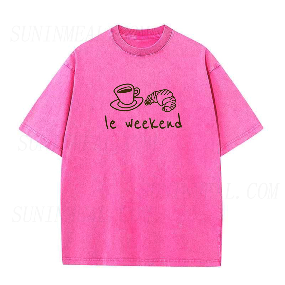 Le Weekend Coffee Croissant French Graphic Unisex Tee