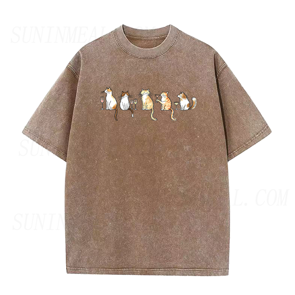 Cute Cats with Wine Glasses Unisex Tee