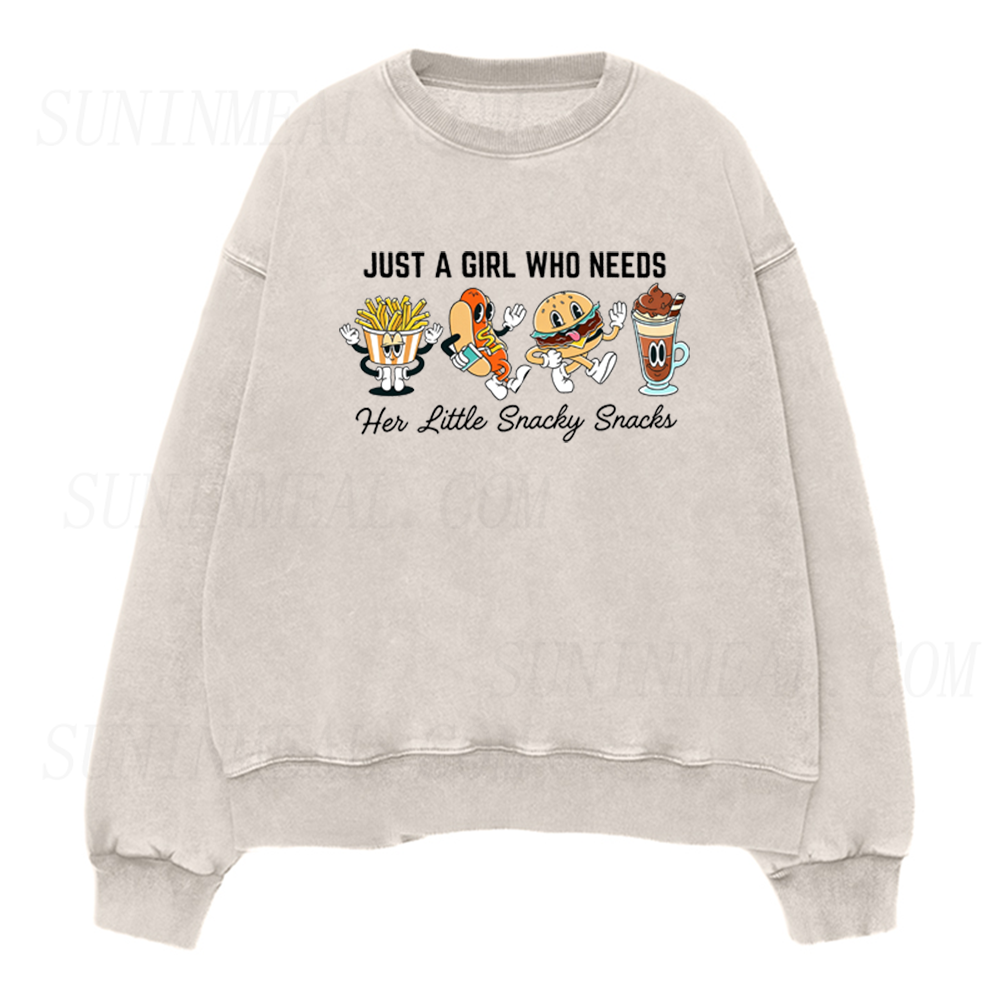 Just A Girl Who Needs Her Little Snacky Snacks Unisex Crewneck Sweatshirt
