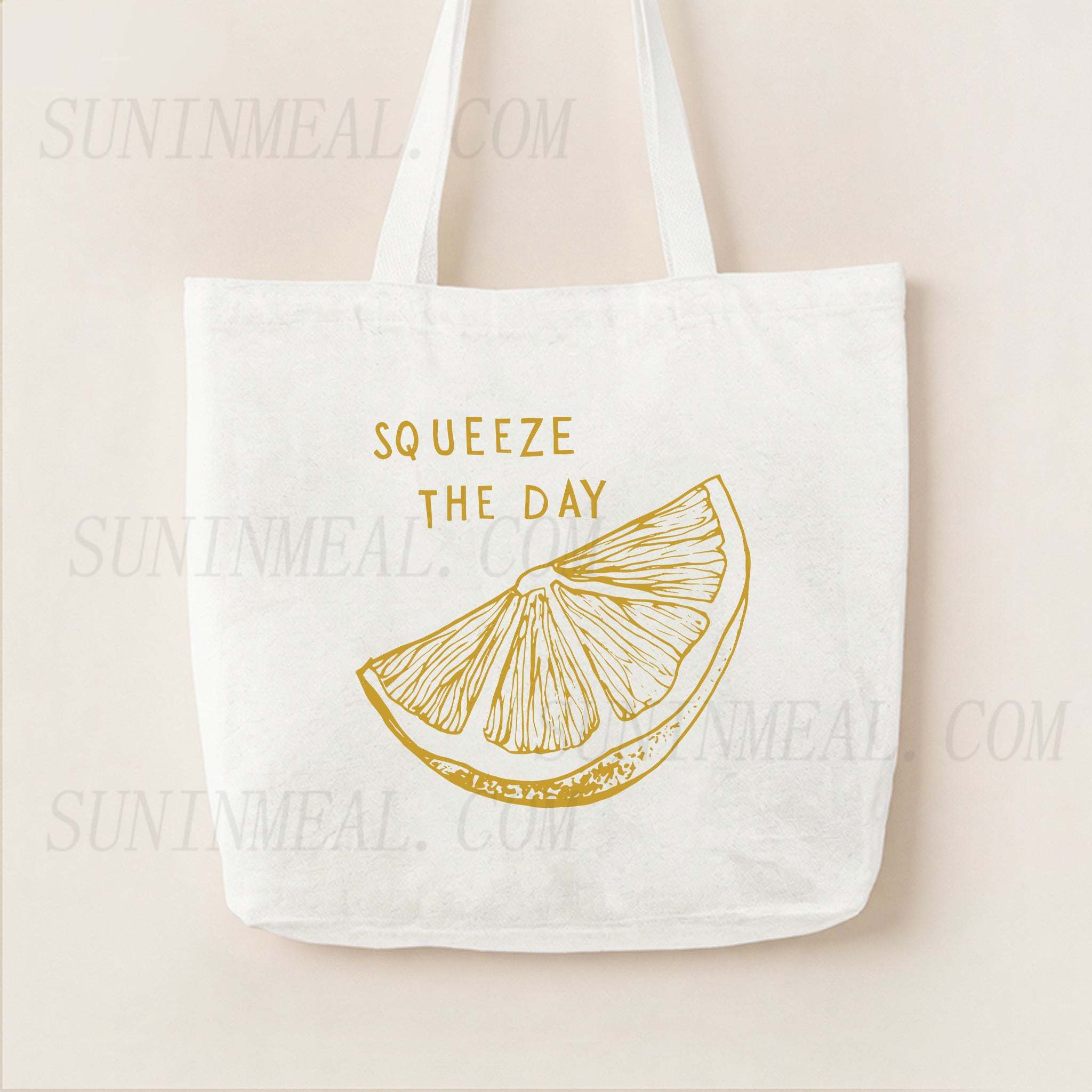 Squeeze The Day Lemon Canvas Tote Bag