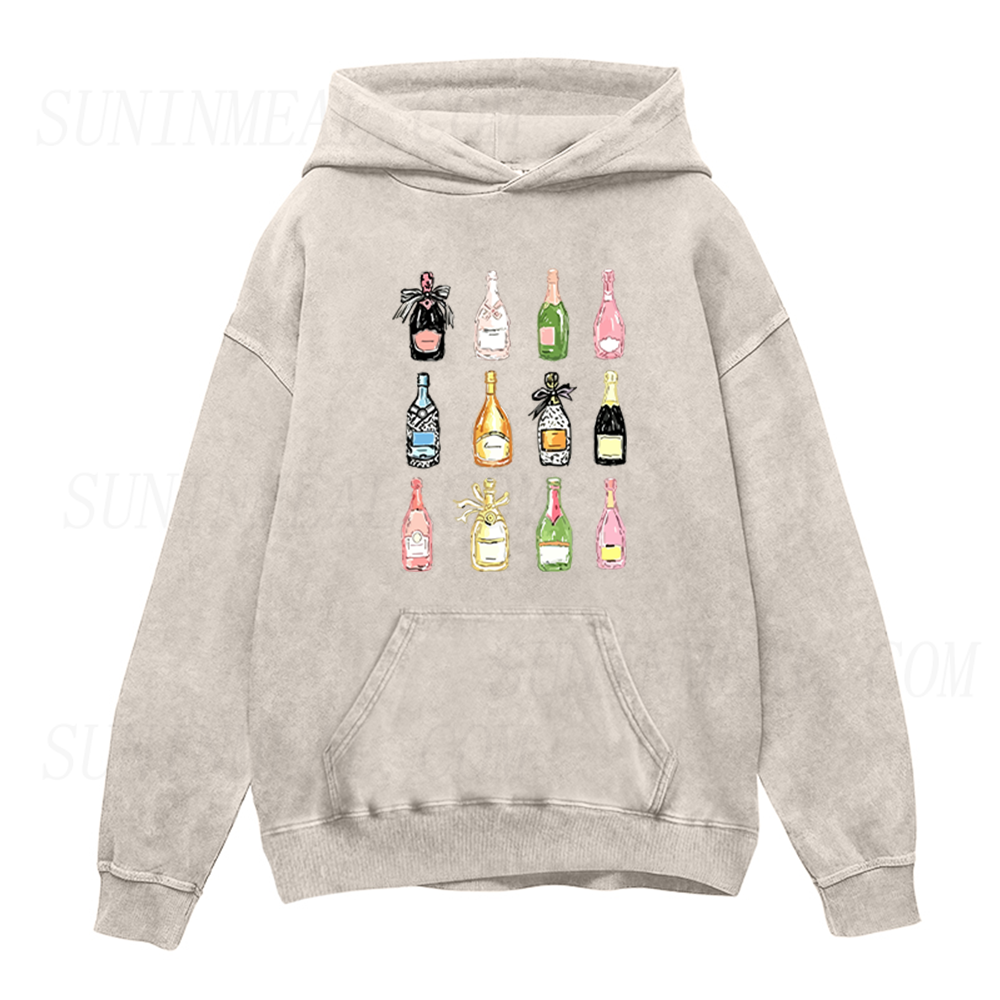 Retro Champagne Bottles Unisex Hoodie