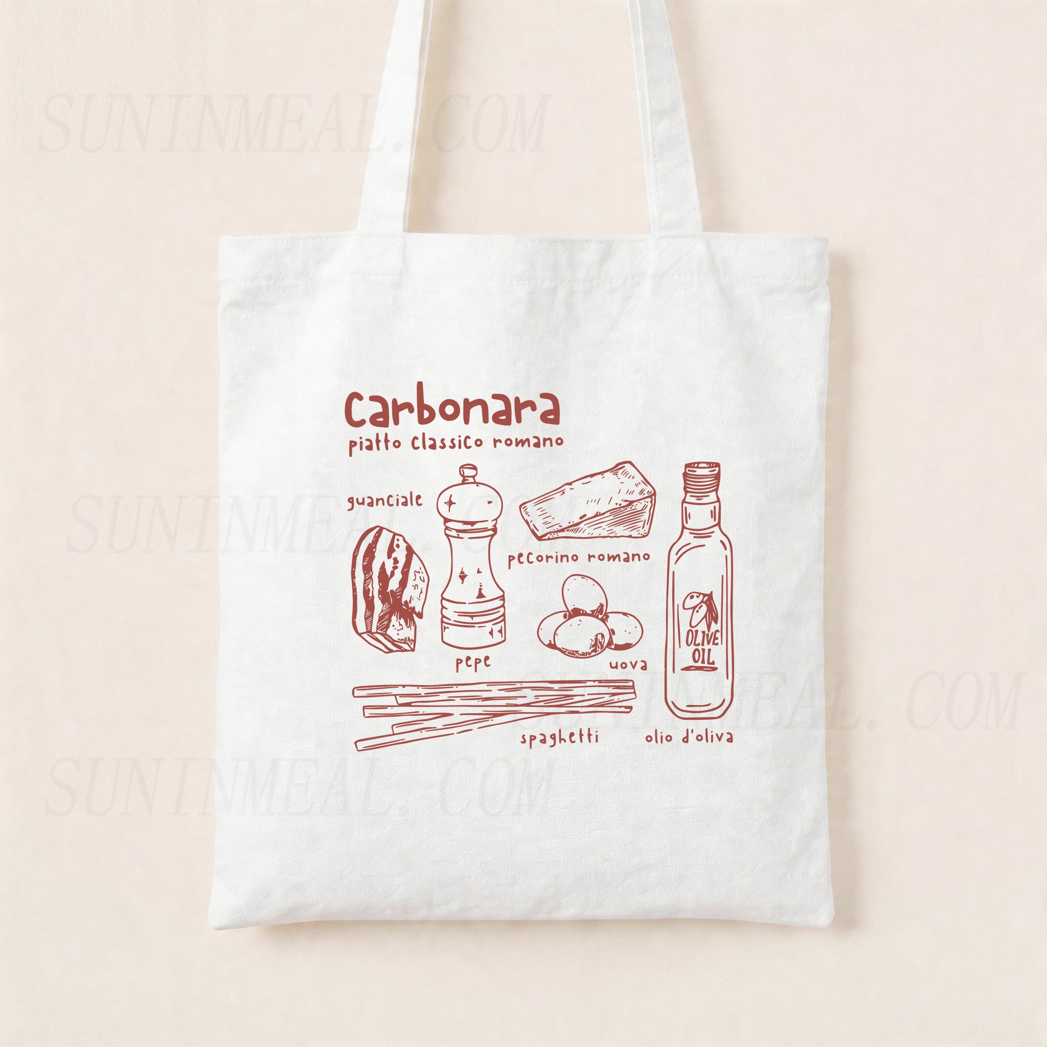 Carbonara Roma Pasta Canvas Tote Bag