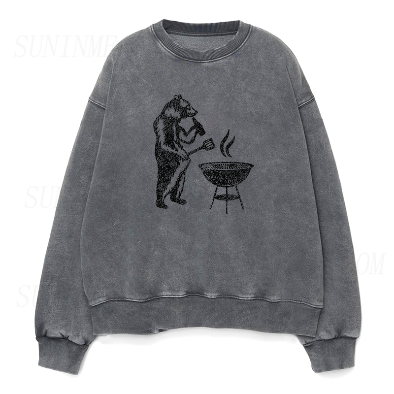 Wild Grizzly Bear BBQ Unisex Crewneck Sweatshirt