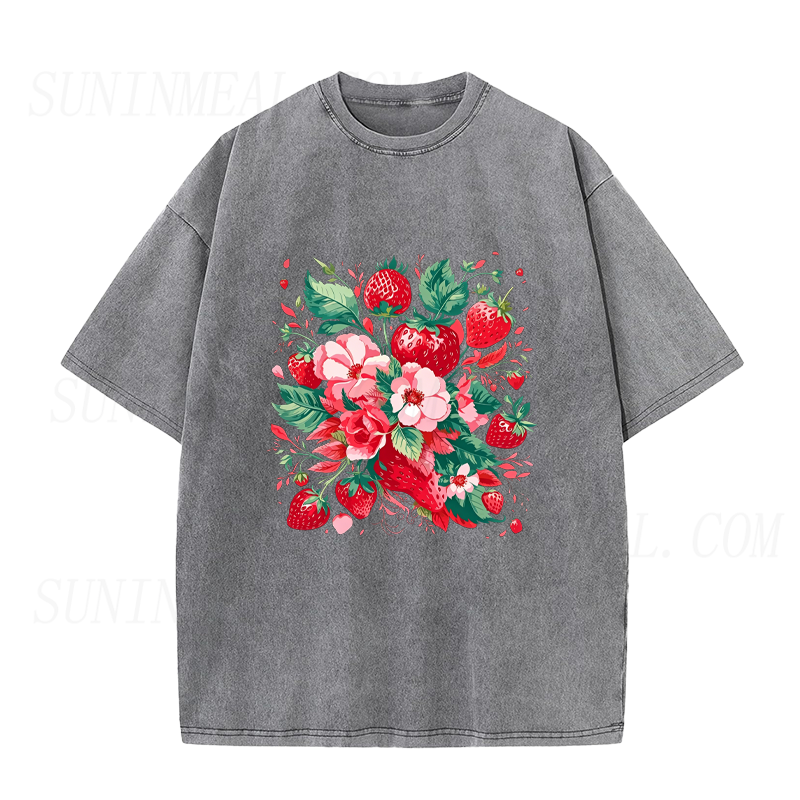 Strawberry & Floral Bouquet Unisex Tee