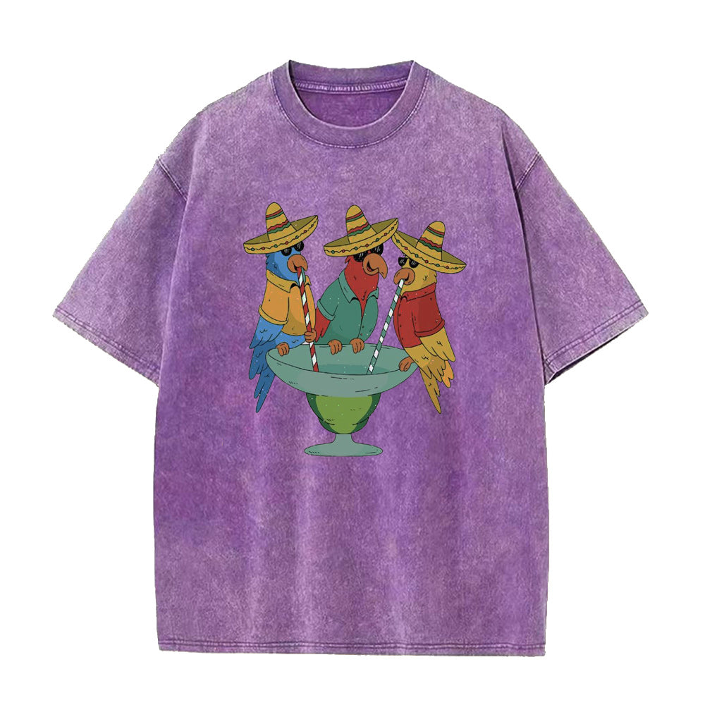 Parrots Drinking Margarita Unisex Tee