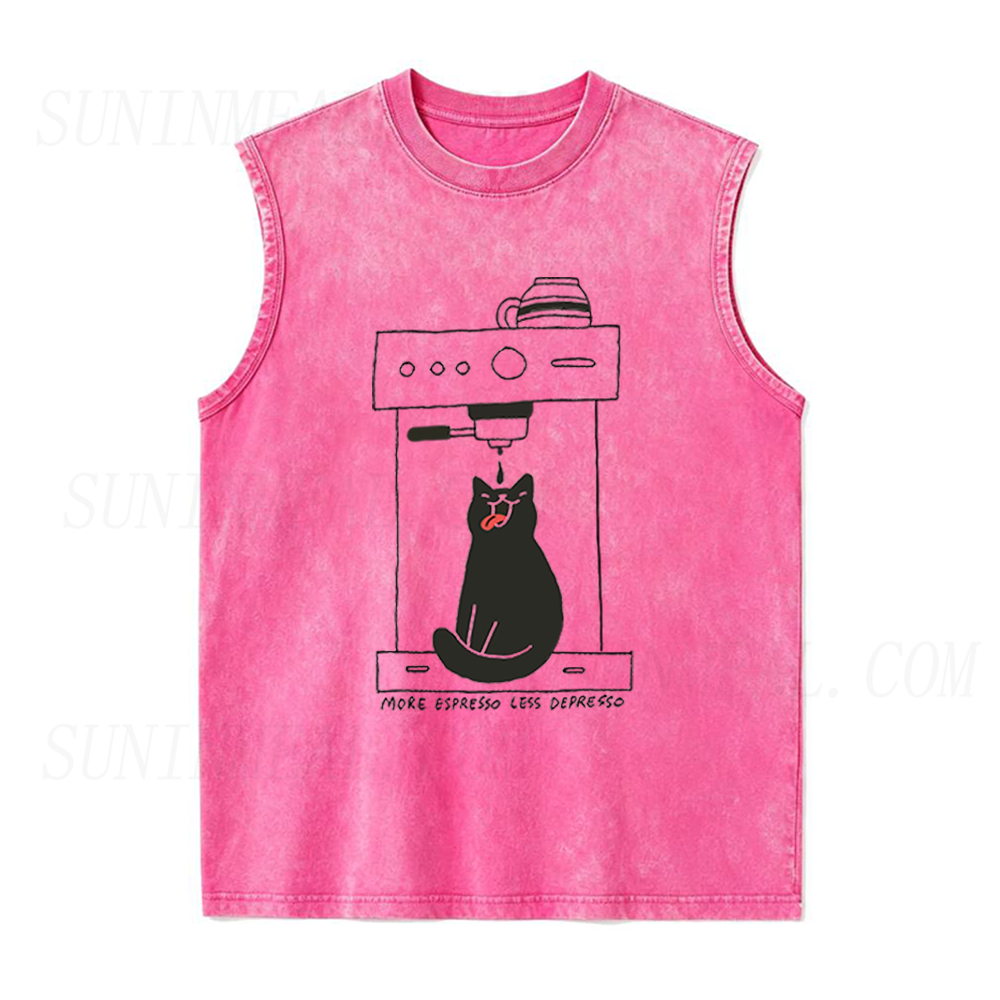 Cat Coffee More Espresso Less Depresso Unisex Tank Top