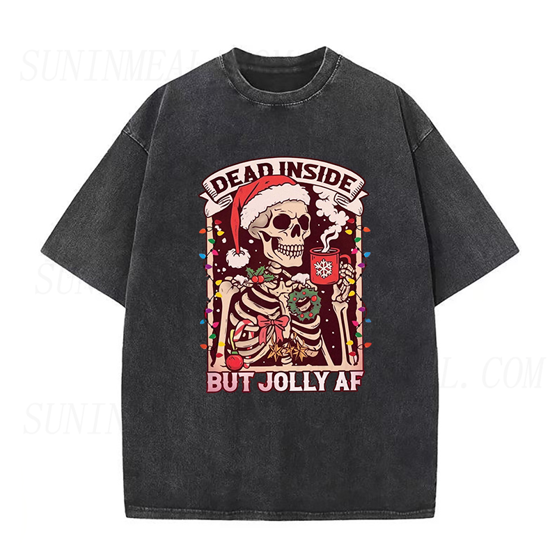 Dead Inside Skeleton Coffee Christmas Unisex Tee