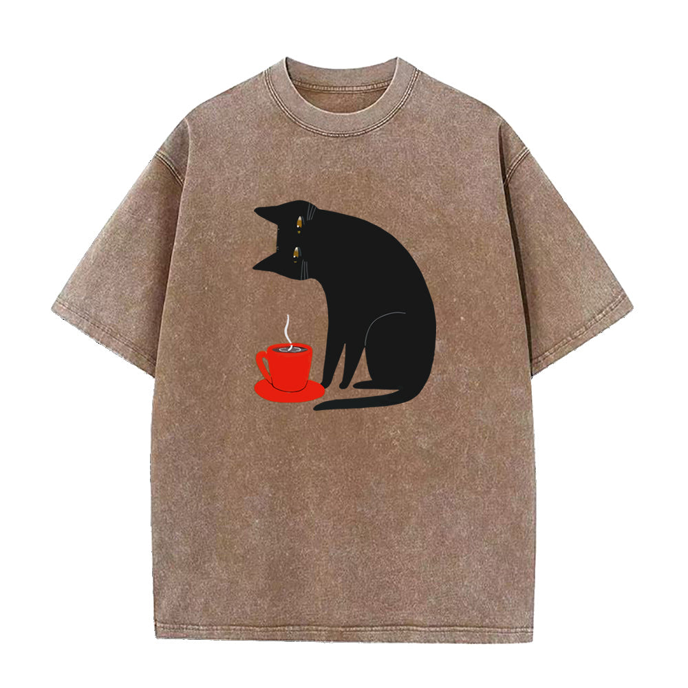 Black Cat Red Cup Unisex Tee