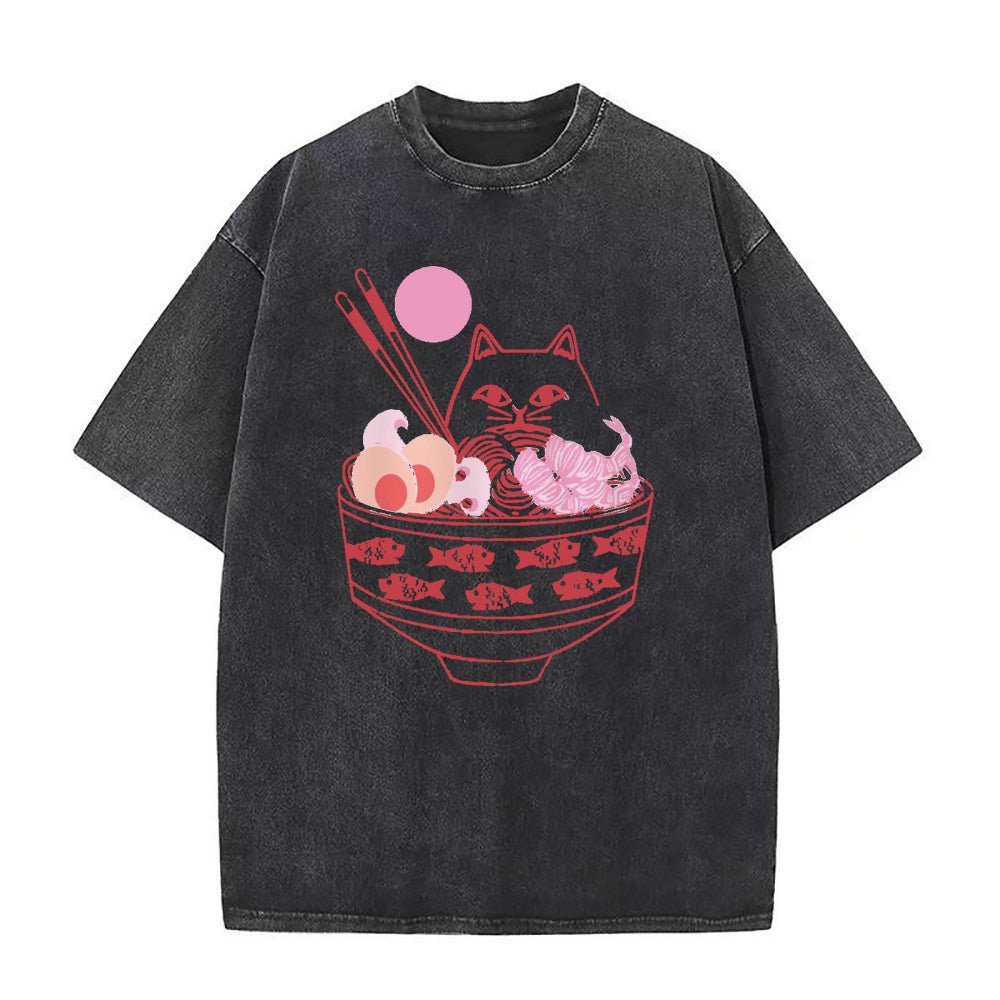 猫の麺ユニセックスTシャツ