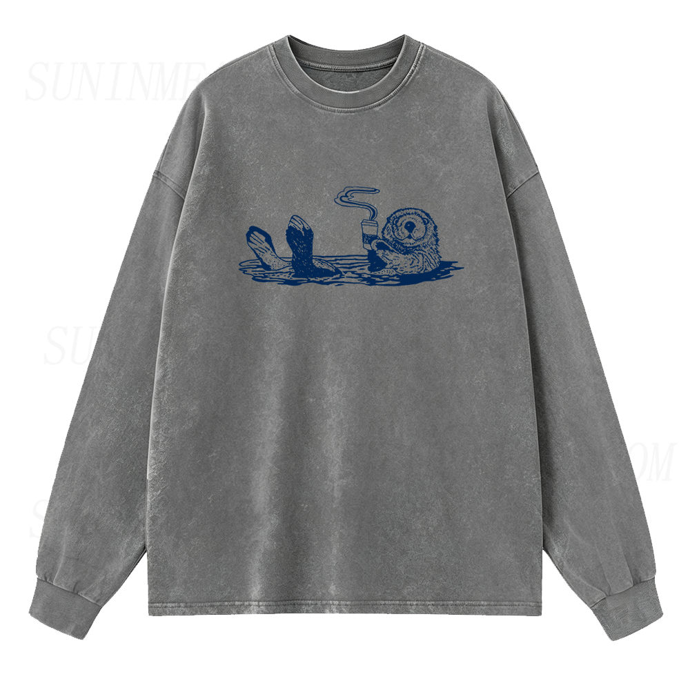 Coffee Swimming Long Sleeve Unisex Tee