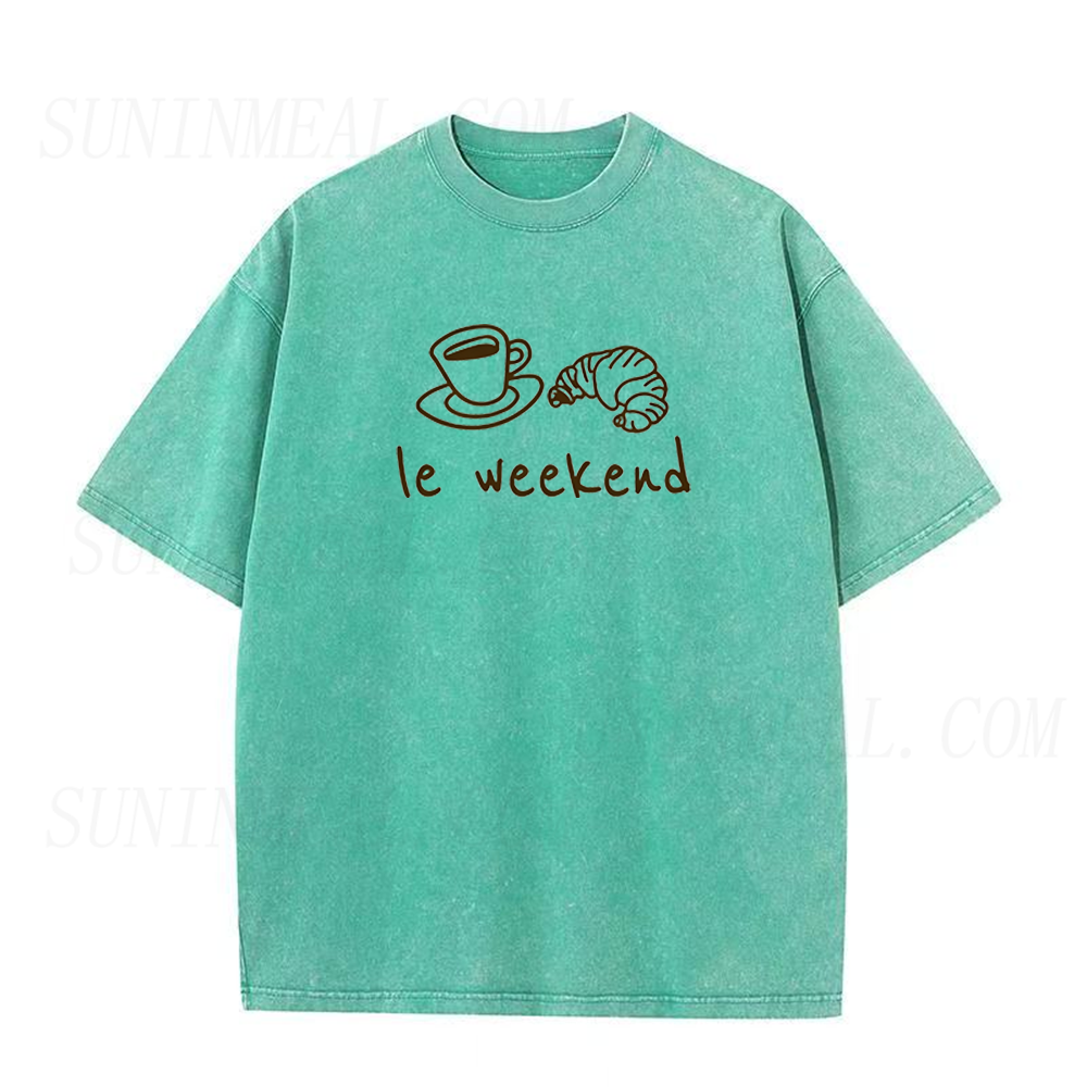 Le Weekend Coffee Croissant French Graphic Unisex Tee