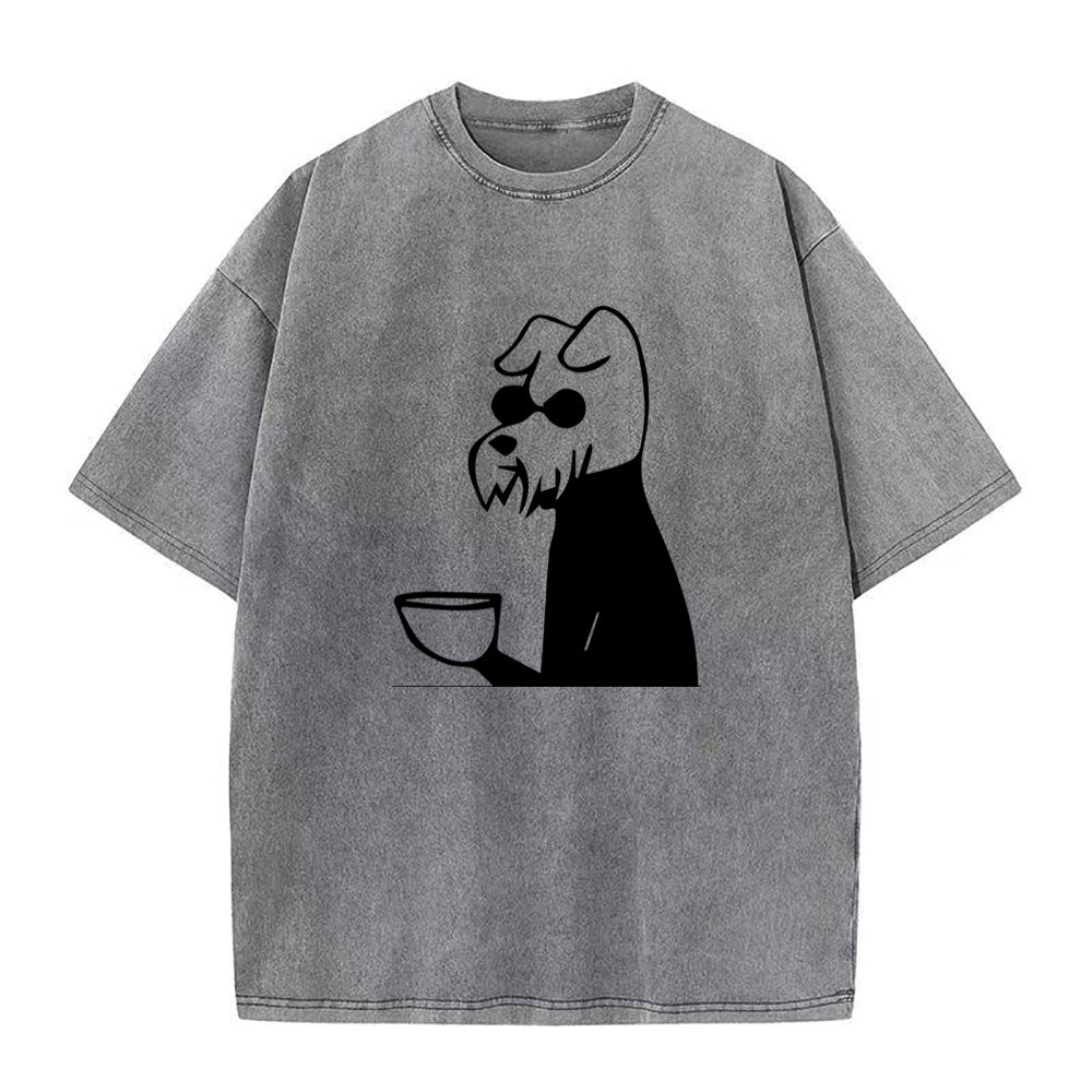 Dog Drinking a Cup of Coffee Unisex Tee
